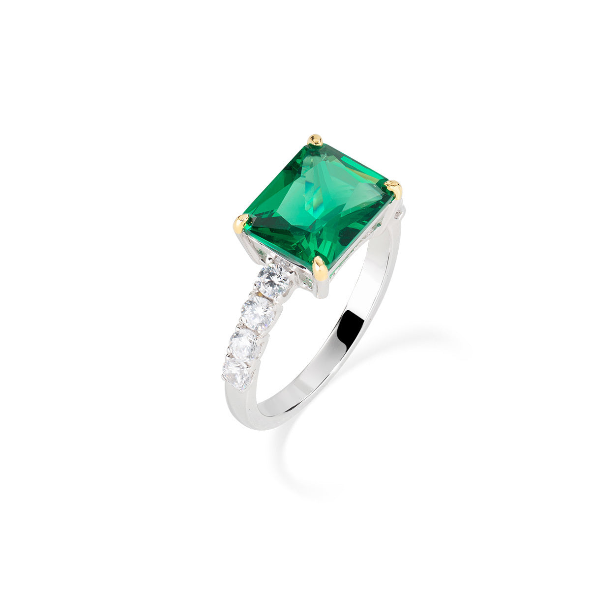 Anello Amen Cocktail Rodio Zirconi Verde e Bianco RCK1REBVEZ