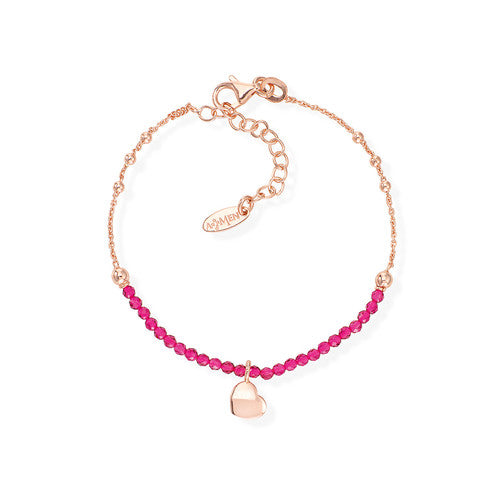 Bracciale Amen  Cuore Rosè e Pepite Rubino BRCOCURR3