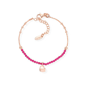 Bracciale Amen  Cuore Rosè e Pepite Rubino BRCOCURR3