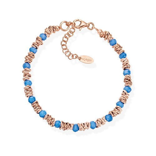 Bracciale Amen  Intreccio e Cristalli Azzurri  BRDRBL