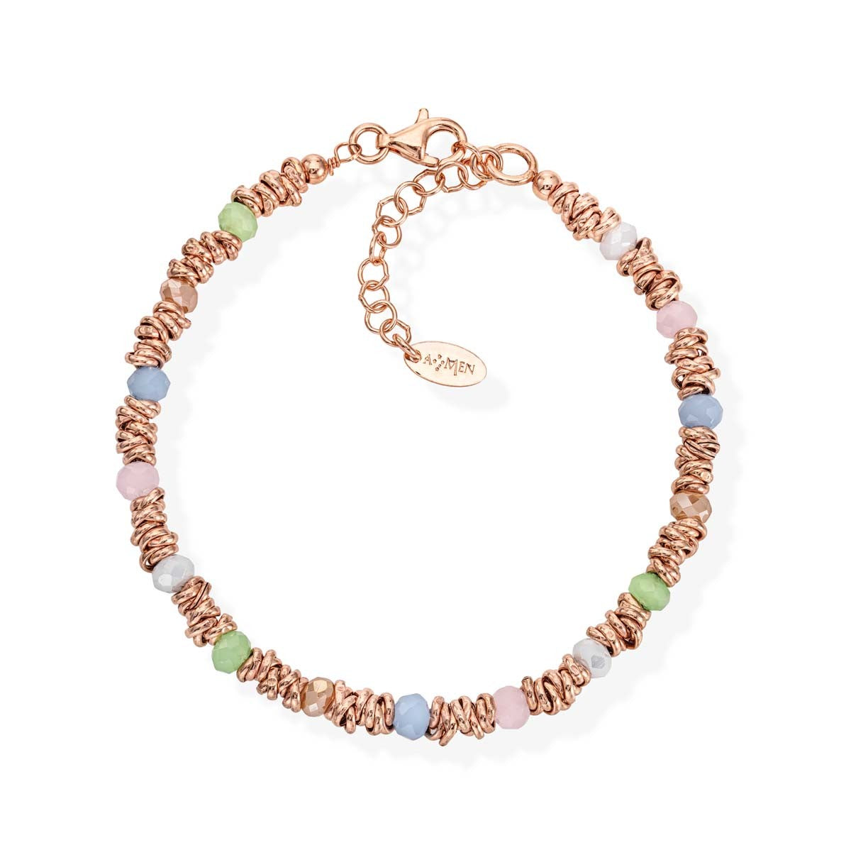 Bracciale Amen Intreccio e Cristalli Pastello BRDRM1
