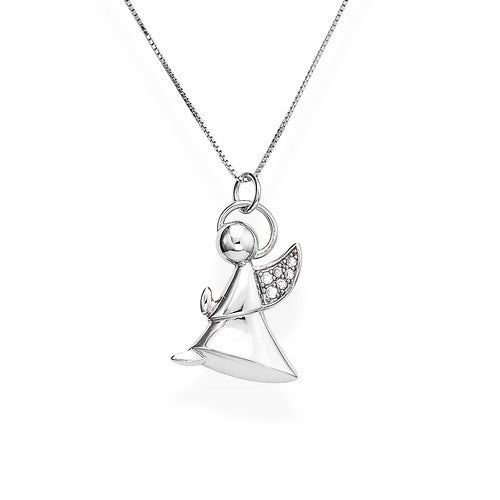 Collana Angelo Amen Profilo Argento Zirconato A5BB