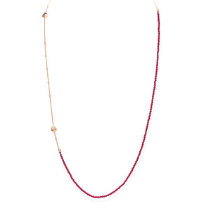 Collana Amen  Lunga Cuore Rosè e Cristalli Rubino  CLCOCURR1