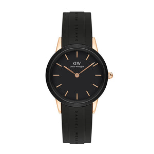 OROLOGIO DANIEL WELLINGTON  ICONIC MOTION IN SILICONE NERO E ACCIAIO ROSÈ 32MM DW00100426