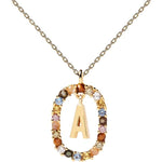 New Collana PDPaola Lettera A Donna in Argento Dorato con Pietre CO01-260-U