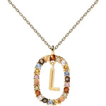 New Collana PDPaola Lettera L Donna in Argento Dorato con Pietre CO01-271-U