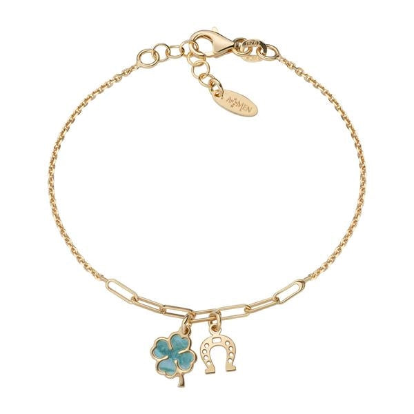 Bracciale Amen Quadrifoglio e Ferro di Cavallo da Donna in Argento Le Madreperle BRMPQUGVE