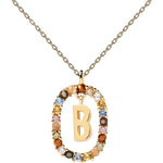 New Collana PDPaola  Lettera B Donna in Argento Dorato con Pietre CO01-261-U